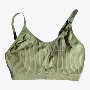 Olive / Army Green Ribbed Adjustable Athletic Sports Bra Size 2XL